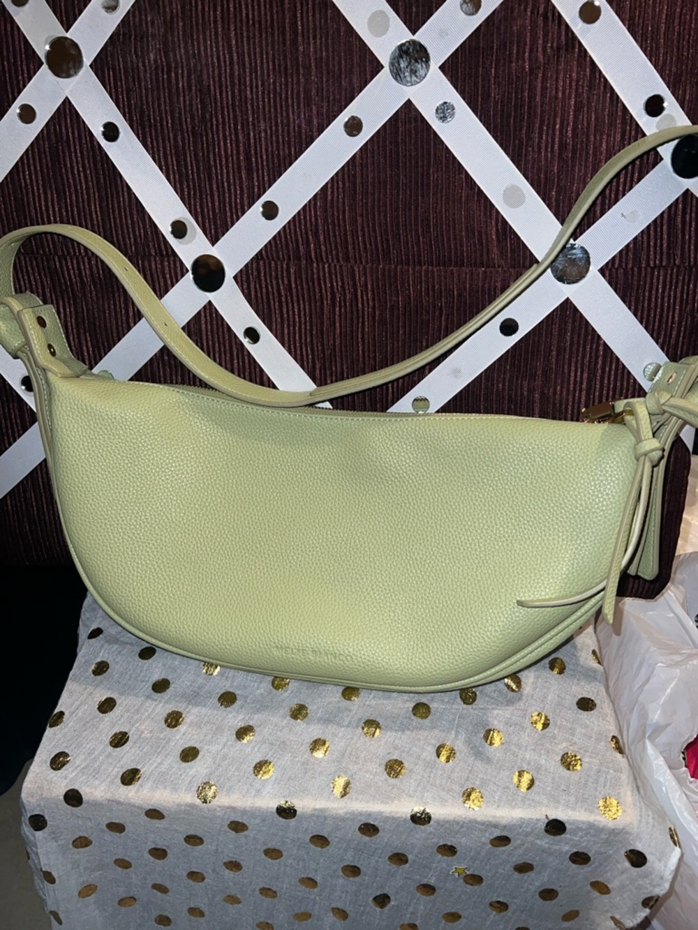 Meline Biancogreen Leather Shoulder Bag - View 3